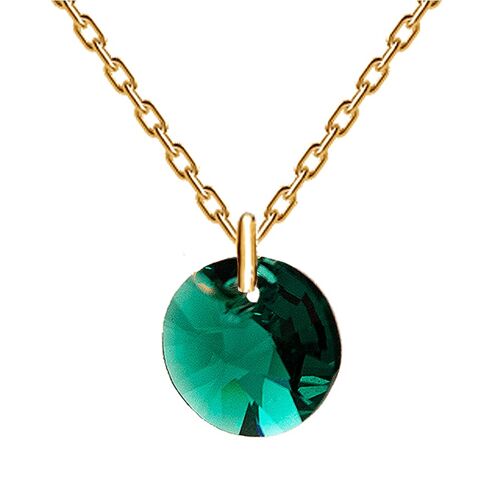 Necklace with a letter, 8mm crystal (gold only) - A, B, D, E, G, J, K, L, N, O, P, R, S, V, Z - Emerald