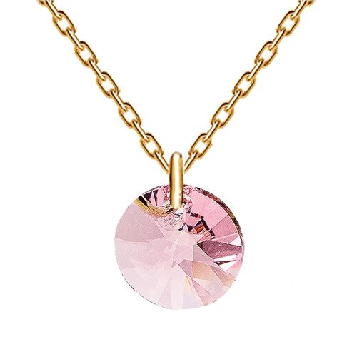 Necklace with a letter, 8mm crystal (gold only) - A, B, D, E, G, J, K, L, N, O, P, R, S, V, Z - Light Rose