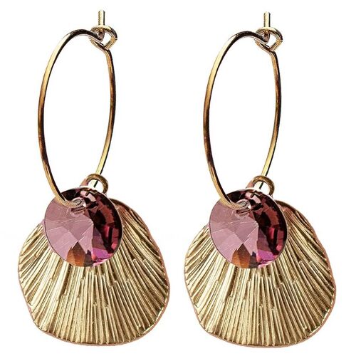 Shell earrings, 8mm crystal (gold trim only) - Antique Pink