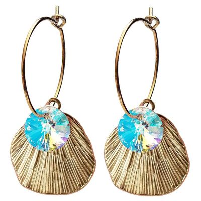 Shell earrings, 8mm crystal (gold finish only) - aurore boreale