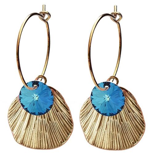 Shell earrings, 8mm crystal (gold trim only) - Bermuda