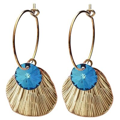 Shell earrings, 8mm crystal (gold trim only) - Bermuda