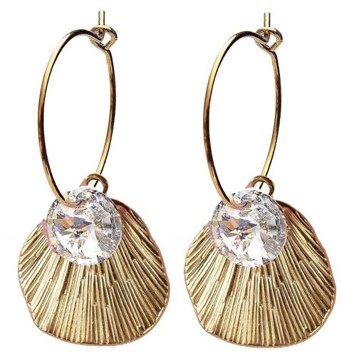 Shell earrings, 8mm crystal (gold finish only) - Crystal