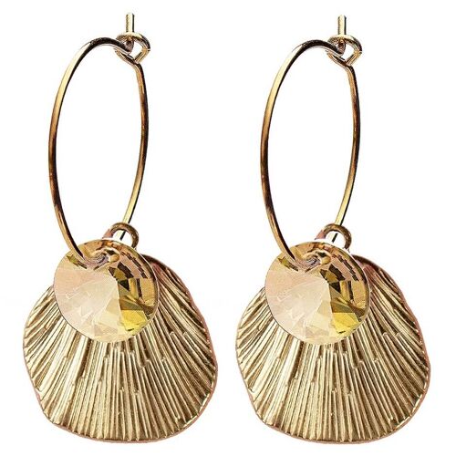 Shell earrings, 8mm crystal (only gold finish) - Golden Shadow