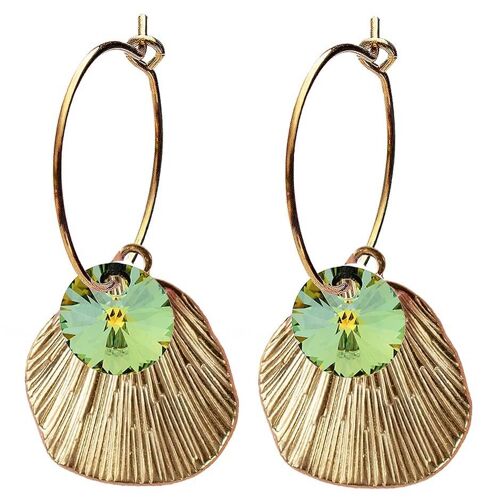 Shell earrings, 8mm crystal (gold finish only) - Sahara