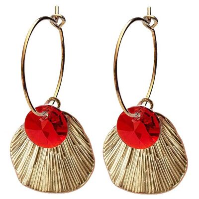Shell earrings, 8mm crystal (gold finish only) - Scarlet