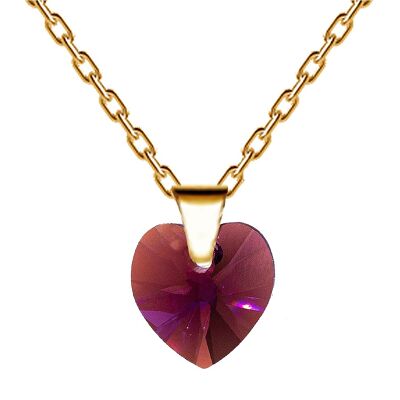 Necklace with heart, 10mm crystal - gold - amethystyst