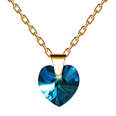 Necklace with heart, 10mm crystal - gold - bermuda