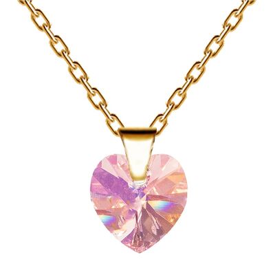 Necklace with heart, 10mm crystal - gold - Light Rose