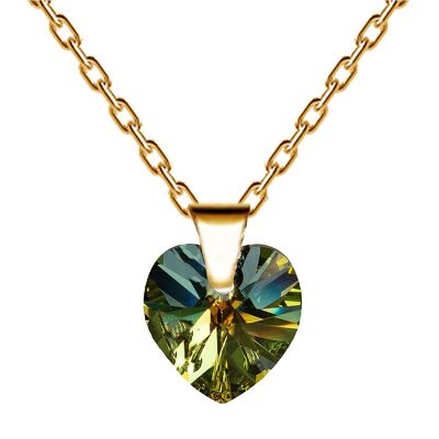 Necklace with heart, 10mm crystal - gold - Sahara