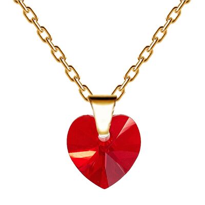 Necklace with a heart, 10mm crystal - gold - siam