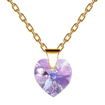 Collier avec coeur, cristal 10mm - or - Violet 1