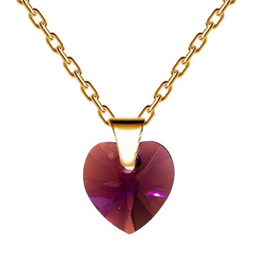 Necklace with heart, 10mm crystal - silver - amethyst