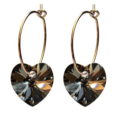 Pendientes mini -aro con corazones, cristal 10mm - oro - Silvernight