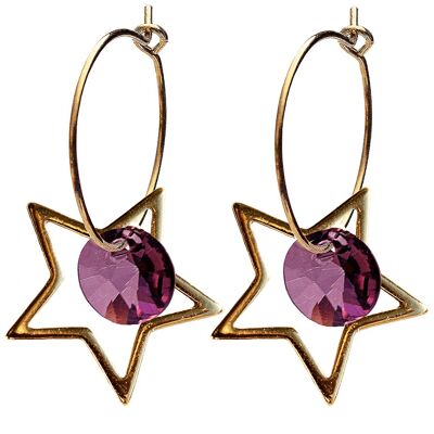 Star earrings, 8mm crystal (gold finish only) - gold - amethystyst