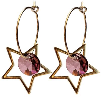 Star earrings, 8mm crystal (gold finish only) - Gold - Antique Pink