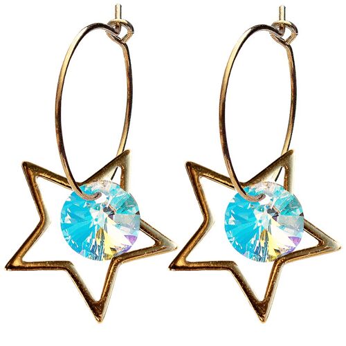 Star earrings, 8mm crystal (gold finish only) - gold - aurore borale