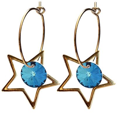 Star earrings, 8mm crystal (gold trim only) - gold - bermuda
