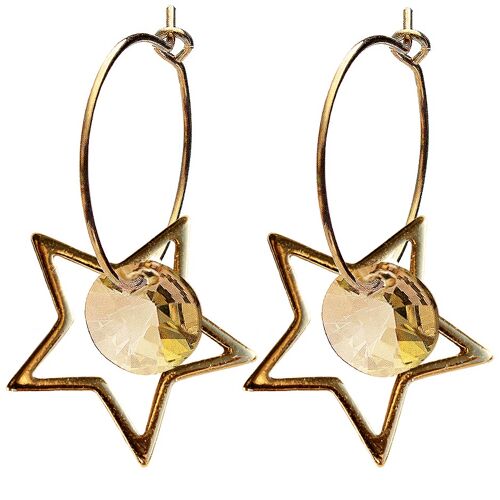 Star earrings, 8mm crystal (gold finish only) - Gold - Golden Shadow