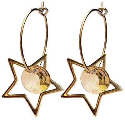 Pendientes estrella, cristal de 8 mm (solo acabado dorado) - Oro - Golden Shadow