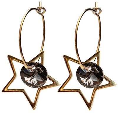 Star earrings, 8mm crystal (gold finish only) - gold - Silvernight