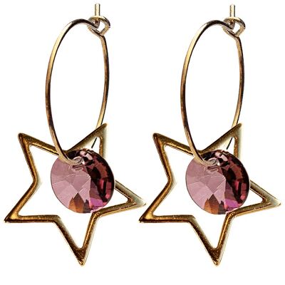 Pendientes estrella, cristal de 8 mm (solo acabado dorado) - plata - rosa antiguo