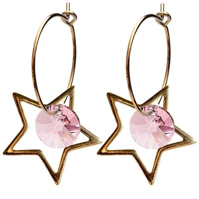 Pendientes estrella, cristal de 8 mm (solo acabado dorado) - Plata - Rosa claro