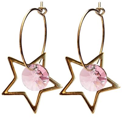 Star earrings, 8mm crystal (gold finish only) - Silver - Light Rose