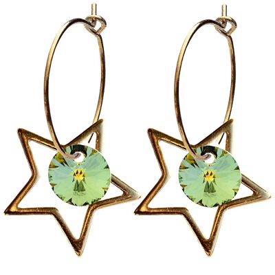 Star earrings, 8mm crystal (gold trim only) - silver - Sahara
