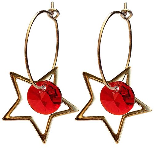 Star earrings, 8mm crystal (gold finish only) - silver - Scarlet