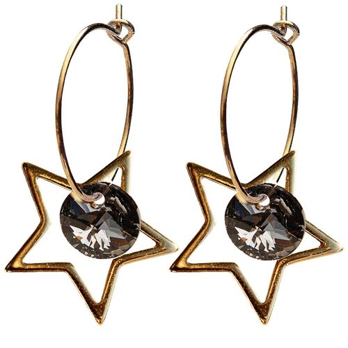 Star earrings, 8mm crystal (gold finish only) - silver - Silvernight
