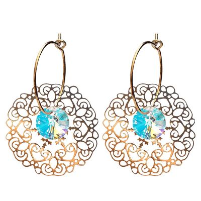 Lace earrings, 8mm crystal - gold - aurore boreale