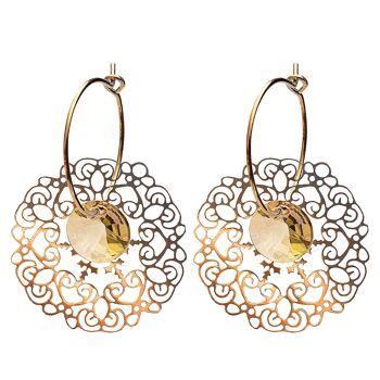 Boucles d'oreilles dentelle, cristal 8mm - or - Golden Shadow 1