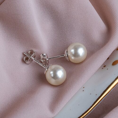 Classically silver pearl naglinsmars, 8mm pearl - Cream