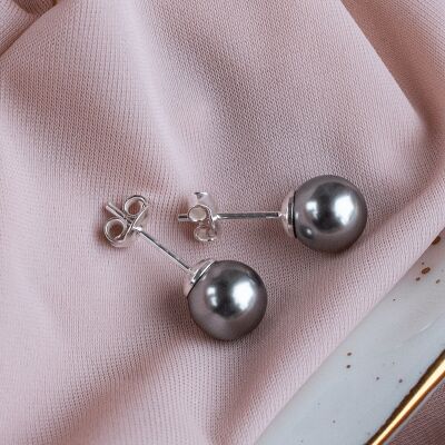 Classic silver pearl naglinsmar, 8mm pearl - Grey
