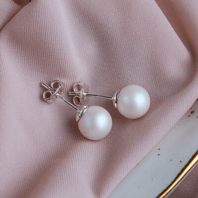 Classic silver pearl naglinsmar, 8mm pearl - Pearlesent