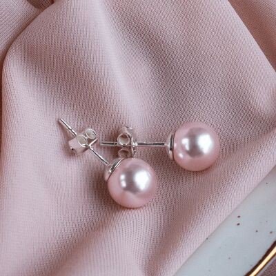 Naglinsmar de perla de plata clásica, perla de 8 mm - Rosaline