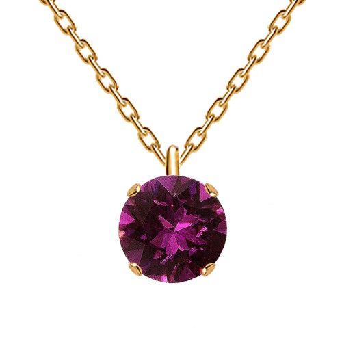 Classic Circle Necklace, 8mm Crystal - Gold - Amethyst