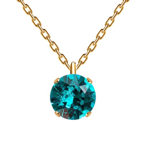 Classic Circle Necklace, 8mm Crystal - Gold - Blue Zircon