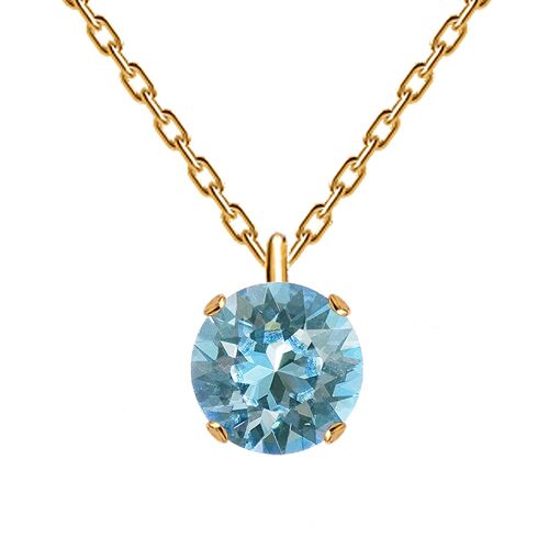 Classic Circle Necklace, 8mm Crystal - Gold - Aquamarine