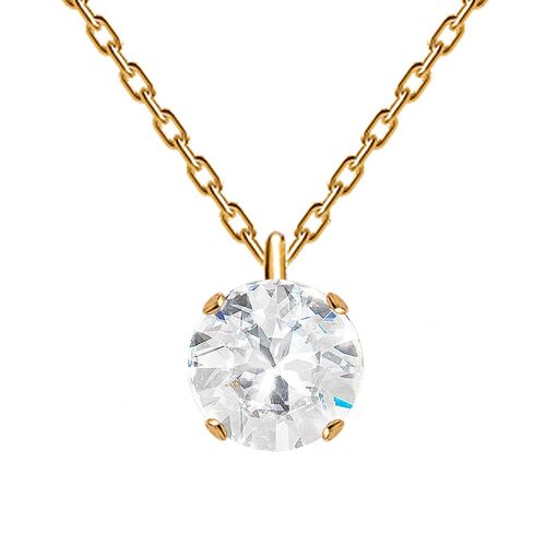 Classic Circle Necklace, 8mm Crystal - Gold - Crystal
