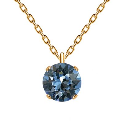 Classic Circle Necklace, 8mm Crystal - Gold - Denim Blue