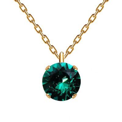 Classic circle necklace, 8mm crystal - gold - emerald