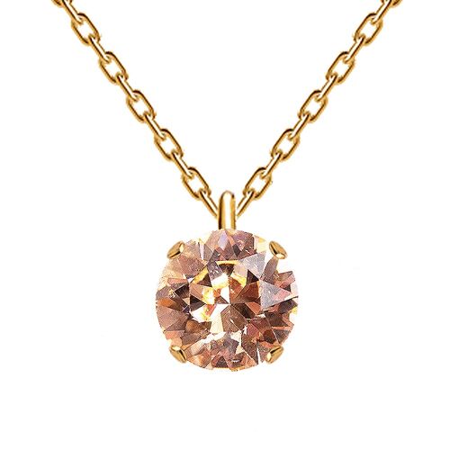 Classic Circle Necklace, 8mm Crystal - Gold - Light Peach