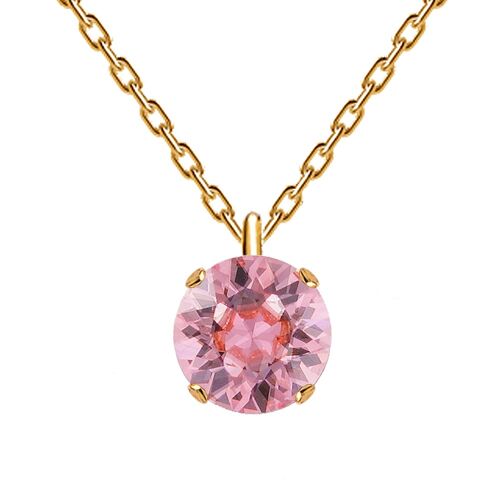 Classic Circle Necklace, 8mm Crystal - Gold - Light Rose