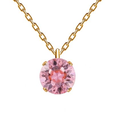 Classic Circle Necklace, 8mm Crystal - Gold - Light Rose