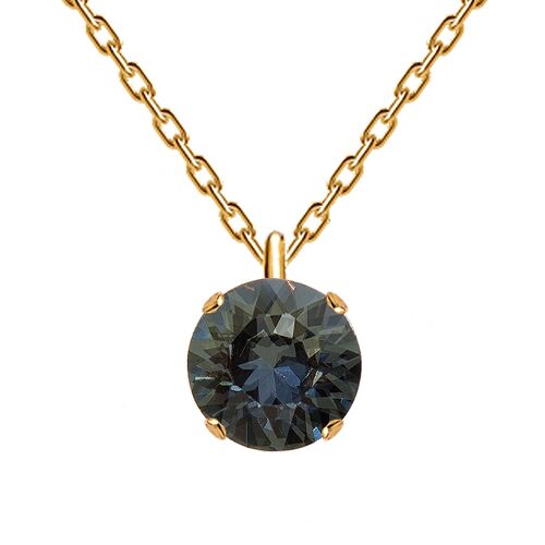 Classic Circle Necklace, 8mm Crystal - Gold - Black Diamond