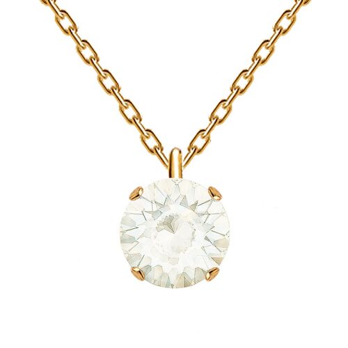 Classic Circle Necklace, 8mm Crystal - Gold - White Opal