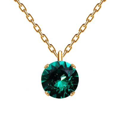 Classic circle necklace, 8mm crystal - silver - emerald