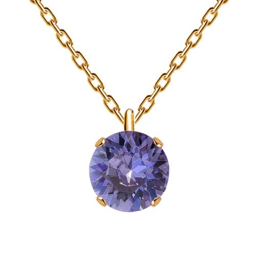 Classic circle necklace, 8mm crystal - silver - tanzanite